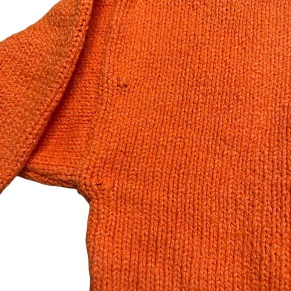 Frame Round Neck Cotton Knit Cropped Sweater Orange Large - Picture 6 of 8